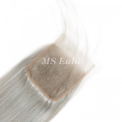 4X4 Silver Grey Virgin Hair Natural Straight Lace Closure | Human Hair Wig | Lace Front